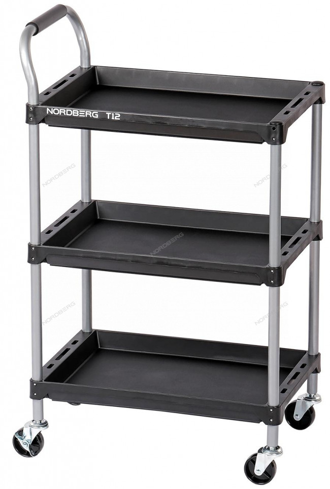 Тележка инструментальная, 3 пластиковые полки NORDBERG T12 01-00000526 Тележка инструментальная, 3 пластиковые полки NORDBERG T12 01-00000526