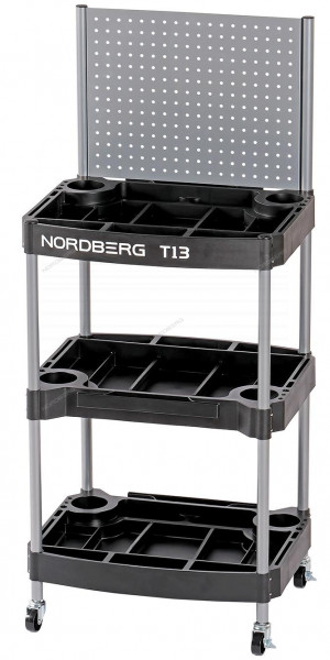 Тележка инструментальная, 3 пластиковые полки, с перфорацией NORDBERG T13 01-00000527 Тележка инструментальная, 3 пластиковые полки, с перфорацией NORDBERG T13 01-00000527