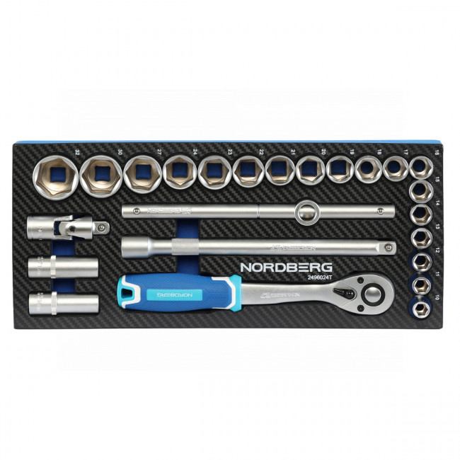 Набор головок с трещоткой в ложементе, 1/2", 24 предмета NORDBERG 2496024T 01-00017270 Набор головок с трещоткой в ложементе, 1/2", 24 предмета NORDBERG 2496024T 01-00017270