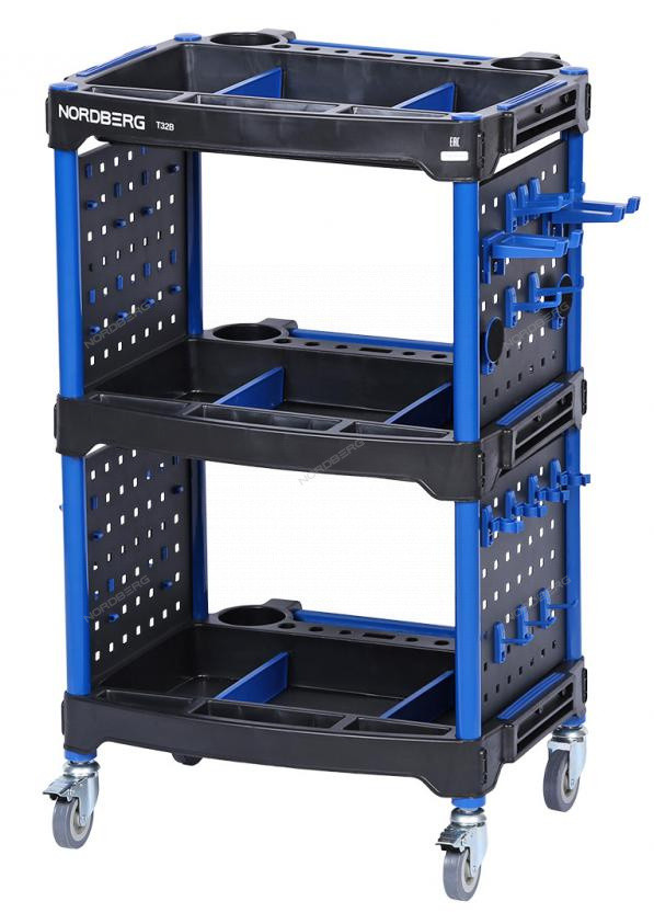 Тележка инструментальная, 3 пластиковые полки, синяя NORDBERG T32B 01-00005566распродатьостатки Тележка инструментальная, 3 пластиковые полки, синяя NORDBERG T32B 01-00005566распродатьостатки