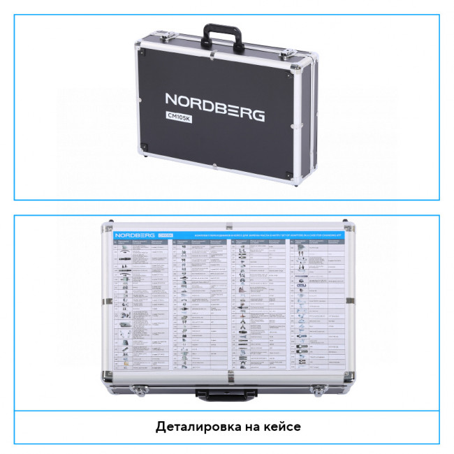 Комплект переходников в кейсе для замены масла в АКПП NORDBERG CM105K 01-00017347 Комплект переходников в кейсе для замены масла в АКПП NORDBERG CM105K 01-00017347
