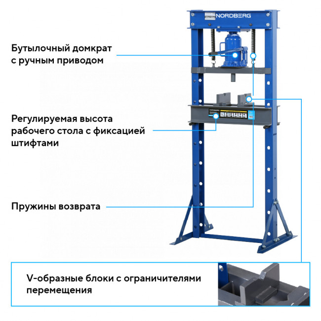 Пресс гидравлический, 20 т, силовое устройство - домкрат NORDBERG N3622JL 01-00016273 Пресс гидравлический, 20 т, силовое устройство - домкрат NORDBERG N3622JL 01-00016273