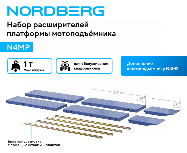 Набор расширителей платформы мотоподъемника N4M2 для квадроциклов N4MP 01-00016347 Набор расширителей платформы мотоподъемника N4M2 для квадроциклов N4MP 01-00016347