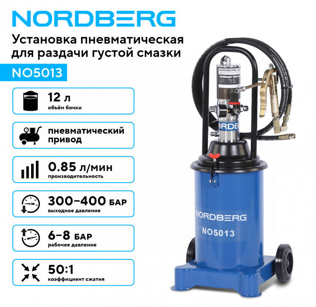 Установка пневматическая для раздачи густой смазки с баком, 12 л NORDBERG NO5013 01-00016035 Установка пневматическая для раздачи густой смазки с баком, 12 л NORDBERG NO5013 01-00016035