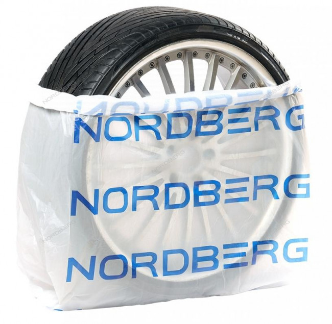 Пакеты для шин ПНД 110х110см 15мкм белый с логотипом NORDBERG (100 шт) NORDBERG NTSB1115W ЦБ-00019571