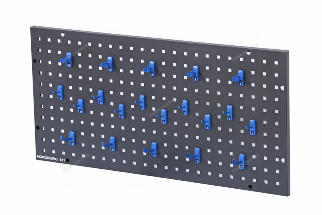 Перфорированная панель 900x450 мм с набором крюков NORDBERG S11 01-00005567 Перфорированная панель 900x450 мм с набором крюков NORDBERG S11 01-00005567